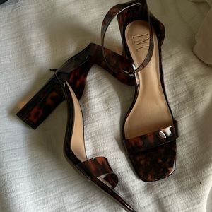 INC Brown tortoise heels